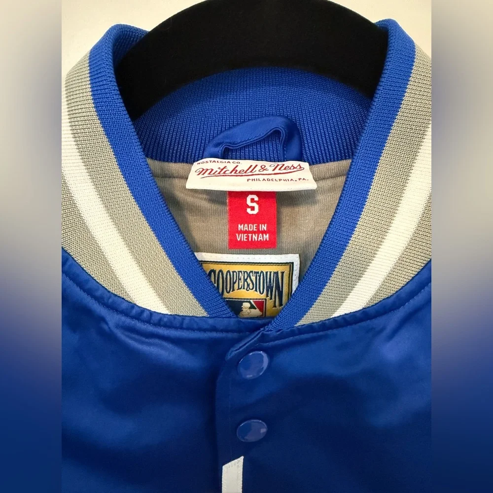 Dodgers M&N Men's Double Clutch Lightweight Satin Jacket Royal - Picture 3 of 4